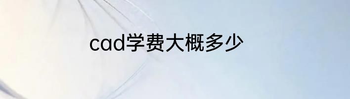 cad学费大概多少