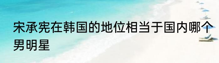宋承宪在韩国的地位相当于国内哪个男明星