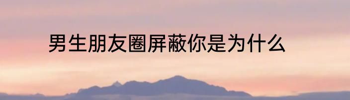 男生朋友圈屏蔽你是为什么