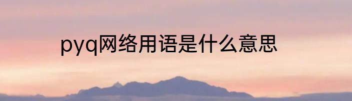 pyq网络用语是什么意思