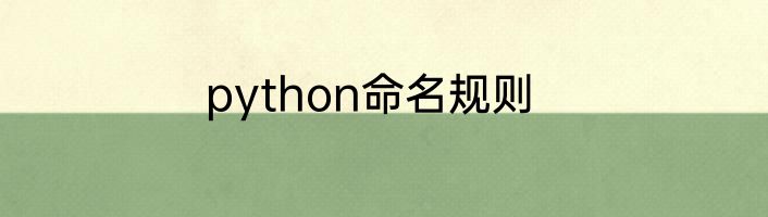 python命名规则