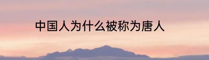 中国人为什么被称为唐人
