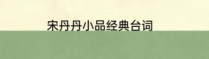 宋丹丹小品经典台词