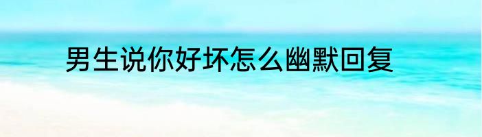 男生说你好坏怎么幽默回复