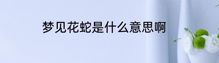 梦见花蛇是什么意思啊
