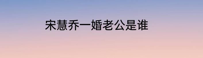 宋慧乔一婚老公是谁