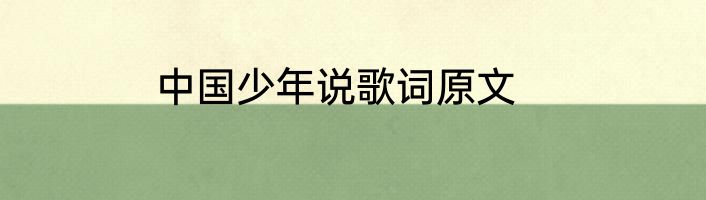 中国少年说歌词原文