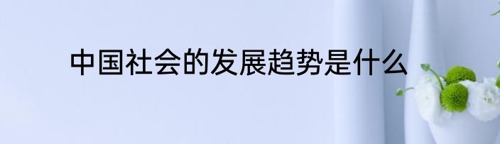 中国社会的发展趋势是什么