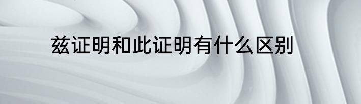 兹证明和此证明有什么区别