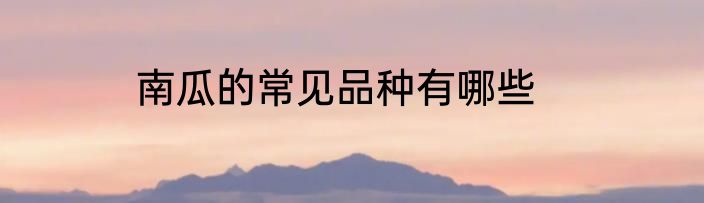 南瓜的常见品种有哪些