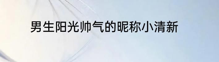 男生阳光帅气的昵称小清新
