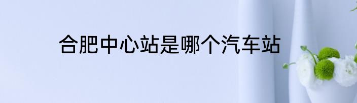 合肥中心站是哪个汽车站