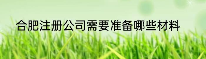 合肥注册公司需要准备哪些材料