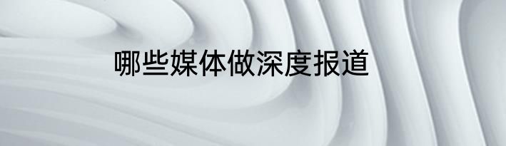 哪些媒体做深度报道
