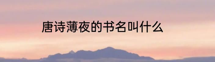 唐诗薄夜的书名叫什么