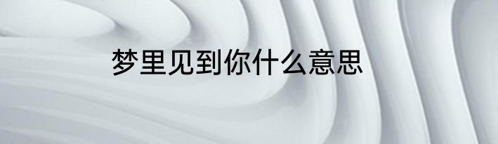 梦里见到你什么意思