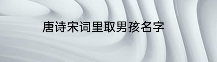 唐诗宋词里取男孩名字