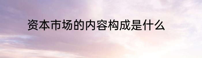 资本市场的内容构成是什么