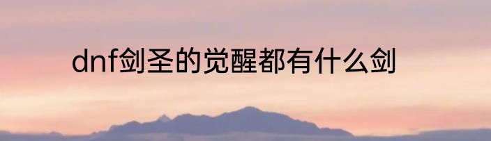dnf剑圣的觉醒都有什么剑