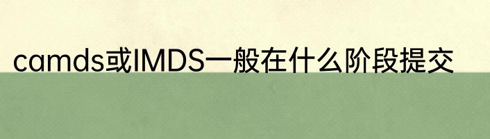 camds或IMDS一般在什么阶段提交