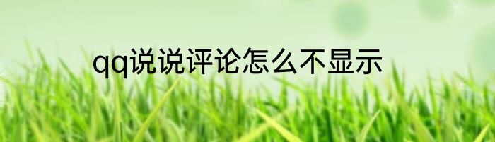 qq说说评论怎么不显示