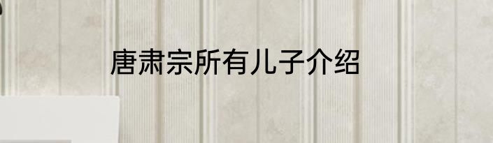 唐肃宗所有儿子介绍