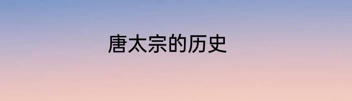 唐太宗的历史