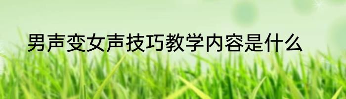 男声变女声技巧教学内容是什么