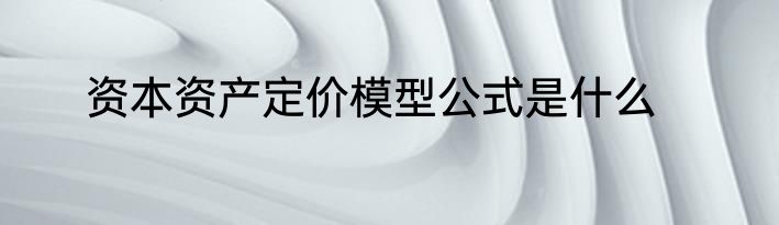资本资产定价模型公式是什么