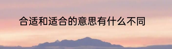 合适和适合的意思有什么不同