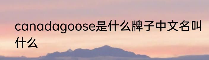 canadagoose是什么牌子中文名叫什么
