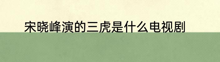 宋晓峰演的三虎是什么电视剧