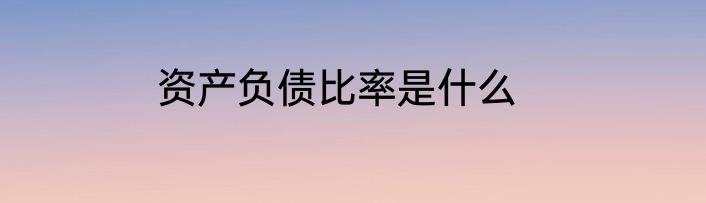 资产负债比率是什么