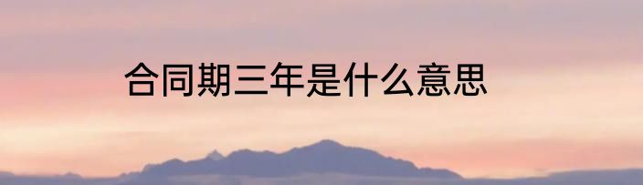 合同期三年是什么意思