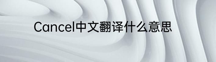 Cancel中文翻译什么意思
