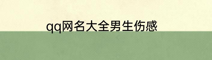 qq网名大全男生伤感