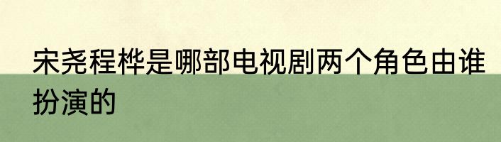 宋尧程桦是哪部电视剧两个角色由谁扮演的