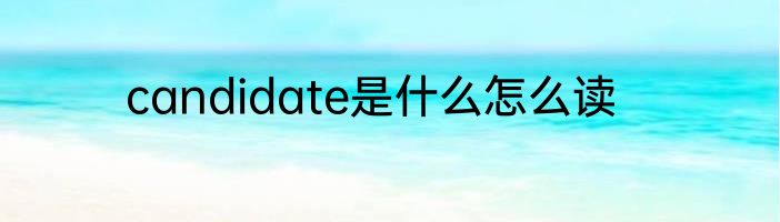 candidate是什么怎么读