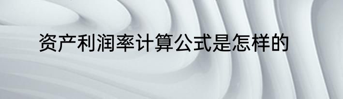 资产利润率计算公式是怎样的