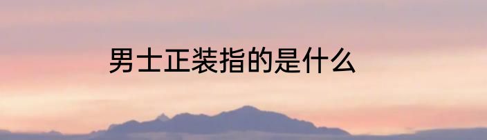 男士正装指的是什么