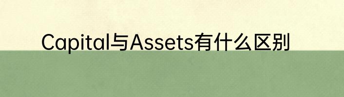 Capital与Assets有什么区别