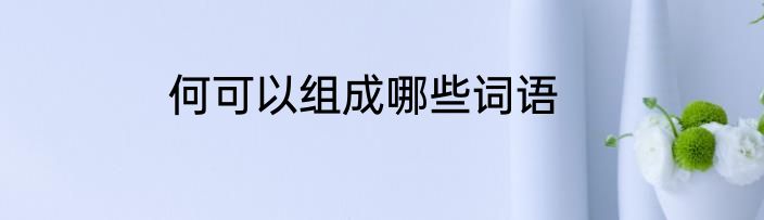 何可以组成哪些词语