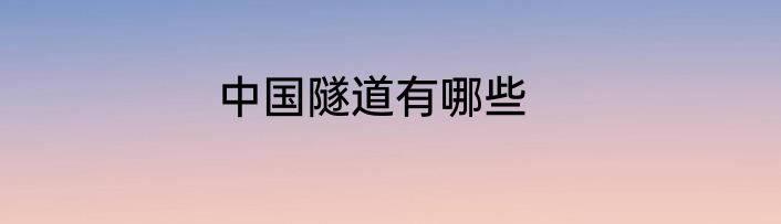 中国隧道有哪些