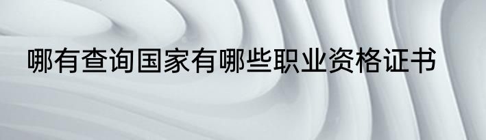 哪有查询国家有哪些职业资格证书