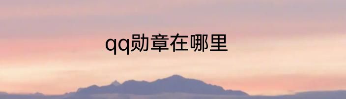 qq勋章在哪里