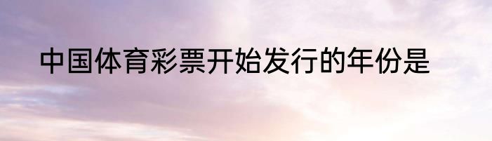 中国体育彩票开始发行的年份是