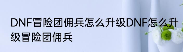 DNF冒险团佣兵怎么升级DNF怎么升级冒险团佣兵
