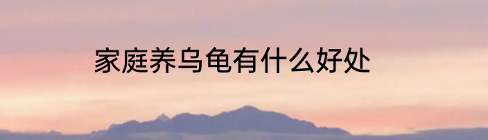 家庭养乌龟有什么好处