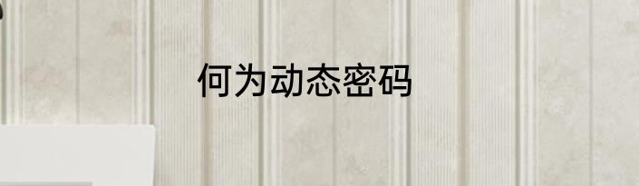 何为动态密码