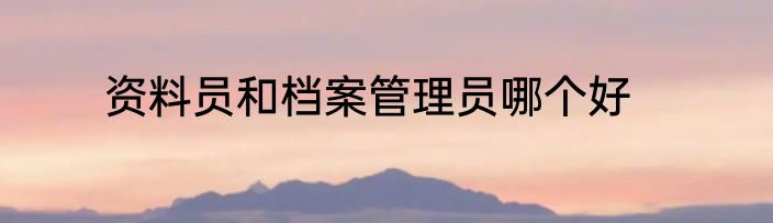 资料员和档案管理员哪个好